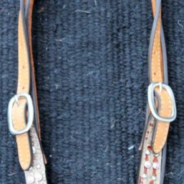Gator Headstall with Gold Stone
