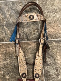 Cream Browband Headstall with Fringe