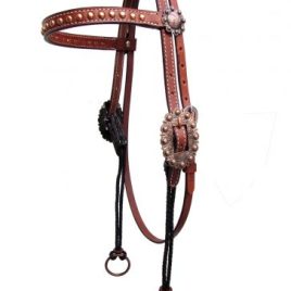 Copper Studded Gag Headstall with Browband