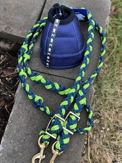 Tack Stop Reins 2 Snaps – Navy & Lime