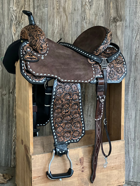 14″ WhinneyLite Floral Tooled Saddle