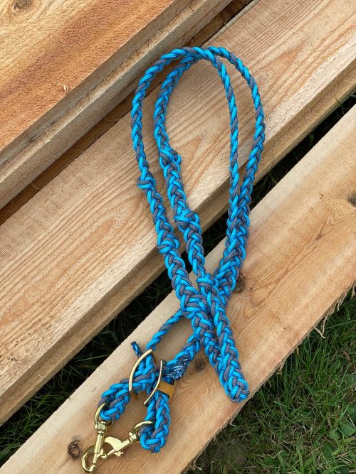 Tack Stop Reins 2 Snaps – Turquoise & Grey