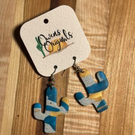 Owen’s Originals Turquoise & Gold Cactus Earrings