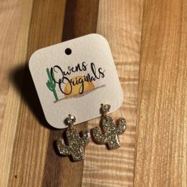Owen’s Originals Golden Cactus Earrings (Pink Back)