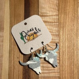 Owen’s Originals Mint & Grey Steerhead Earrings